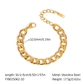 Details der 10mm goldenen Panzerarmband-Kette aus Edelstahl mit Maßangaben im Bild - 10.0mm Breite Armband (YYB025062-10)