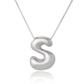 Polished silver-tone hip-hop style 'S' letter pendant necklace with a mirror finish - Letter S