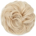 Messy bun hair scrunchie extension in light blonde synthetic fiber for voluminous updos - Light Champagne