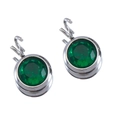 Faceted green zircon pendant with silver stainless steel base for DIY jewelry - Silver Base Dark Green
