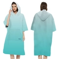 Quick-dry hooded surfing poncho with blue gradient design and surfing print - One Size / Pocket Style - Gradient Blue
