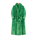 Accappatoio lungo in peluche verde smeraldo per coppie con morbida trama e cintura in vita - M / Verde Smeraldo