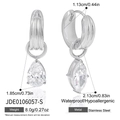 Polished silver stainless steel drop earrings with teardrop and marquise cut cubic zirconia - Silver Pear and Marquise Zirconia Drop Earrings (JDE0106057-S)
