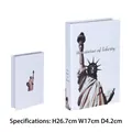 Decorative faux book storage box with Statue of Liberty design for coffee table decor - 0313-01