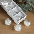 Transparent glass Christmas ball with white star patterns and glitter filling, 6 per box - Explosion Star Pattern (Style I) / Set of 6