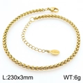 Gold braided stainless steel anklet with lobster clasp, 230x3mm size variant - Gold Wheat Braided Chain (KJ3745-Z)