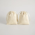Set of two off-white flannel drawstring pouches for jewelry and gift packaging - 5*7cm / Light Yellow