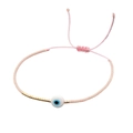 Bracelet rose fait main en perles avec œil protecteur et cordon ajustable - Rose-Perlé Mauvais Œil