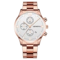 White Dial Rose Gold Hands Rose Gold Band (Flat End)