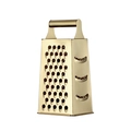 Modern four-sided stainless steel box grater and vegetable slicer in polished gold finish - Champagne