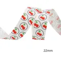 22mm wit grosgrain lint met kersenpatroon voor DIY haarstrikken en cadeauverpakking - 5 Yards/Rol (Ongeveer 4,5 m) / A2-Witte Basis Kers (22mm Breed)