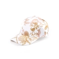 Berretto da baseball bianco con stampa floreale dorata visto da un'angolazione laterale - Regolabile / Botanico Marrone Dorato (Oro Bianco)