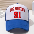 Gorra trucker azul y blanca con estampado Los Angeles 91 y malla transpirable - Talla única / Azul Real