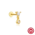 Golden S925 sterling silver cartilage earring with triangle and round zircon pendants - Gold #2 (Geometric Triangle)