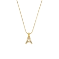 Elegant gold snake chain necklace featuring letter A pendant with inlaid white pearls - Letter A