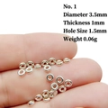 Macro detail of 3.5mm silver metal spacer bead showing diameter and thickness - 1# (Diameter 3.5mm)