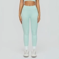 Seamless V-waist yoga leggings in light mint green with ribbed shaping texture - Mint Green