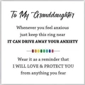 Anxiety relief ring for granddaughter with meaningful message card and silver beads - Card-To Granddaughter