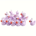 Set of purple resin duck pendants with silver metal rings for DIY keychain accessories - Bulk Pendant / Purple