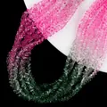 Faceted crystal beads in pink and green gradient strands for DIY jewelry making - Dark Pink Green