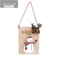 Weihnachtlicher Fotoclip aus Holz mit Schneemannmotiv, Zapfen und roter Kordel - Naturholz Schneemann Fotoclip