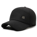 Schwarze Winter-Baseballkappe für Herren mit Ohrenschutz und Metall-R-Logo-Detail - Verstellbar / Schwarz