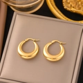 Minimalist thick gold U-shape hoop earrings displayed in a luxury jewelry gift box - 25mm Thick Hoop Earrings(AG178) / Gold