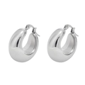 Minimalistische silberne klobige Hohlcreolen für Damen im eleganten tropfenförmigen Design - Silberner Chunky Drop Stil (EH-408S)
