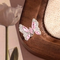 Boucles d'oreilles papillon en argent avec cristaux marquise roses et pierres claires - Pièce Unique / Argent (Zircon Rose)
