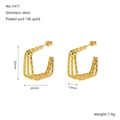 Textured twist earrings in 18k gold plated stainless steel with 26mm size - Round Twisted Style (ZE1471G)