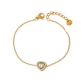 Elegante bracciale a cuore placcato oro con scintillanti cristalli di zircone - Stile Cuore Oro (SBK573)