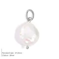 Baroque natural freshwater pearl pendant with silver stainless steel ring 12mm size - Baroque Pearl (YP15547) / 12mm / Steel