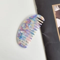 Acetate hair comb with colorful marble texture and anti-static crescent design - Purple Blue Oval