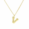 Detail of 3D balloon letter V pendant in 18k gold plating with a polished finish - Necklace V