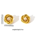 Detail of twisted knot gold earrings with 2.22cm size and 8.8g weight specifications - E0722 (Gold/Twisted Knot)