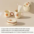 Cartoon duck plastic bath set with wash cups and soap holder in cream white - 1 Large Cup + 1 Small Cup + Wall Box + Soap Box