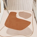 Abstract terracotta and beige PVC entrance mat with geometric patterns on wood floor - 60×90CM / Mountain Dwelling (Vertical)