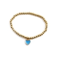 Elegant gold-plated bead bracelet featuring a blue heart pendant for women jewelry - Blue