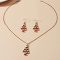 Ensemble bijoux sapin de Noël coloré en émail avec collier et boucles d'oreilles dorées - Ensemble d'Arbre de Noël