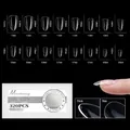Size chart showing 16 dimensions of soft gel false nail tips in a 320pcs storage box - Stiletto Short (17#320pcs)