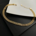 Collar choker de malla milanesa dorada con letras Good Luck y cadena de cierre ajustable - Dorado