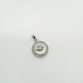 Pendentif rond doré 18 carats avec abeille en nacre et serti de cristaux de zircone brillants - Abeille argentée (Nacre blanche)