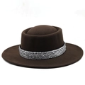 Dettaglio cappello in lana marrone scuro con quattro file di strass argentati scintillanti - M(56-58cm) / caffè