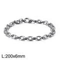 Minimalist silver stainless steel O-chain bracelet with 200x6mm size specification - Silver (KB113957-Z)