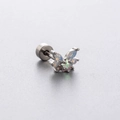 Titanium steel butterfly cartilage stud with iridescent opal stones on grey background - Iridescent Butterfly Style (A77-2#)