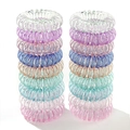 Set of 22 colorful gradient spiral telephone wire hair ties in high elasticity plastic - Transparent Rainbow
