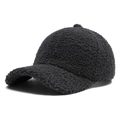 Casquette de baseball d'hiver en laine d'agneau gris foncé avec texture chaude - Réglable / Gris clair
