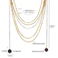 Three-tone stainless steel necklaces featuring irregular volcanic stone pendants - Gold Multi-Layer Black Tassel Necklace