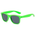 Neon green wayfarer sunglasses with dark lenses and silver oval accents for summer - Green Frame Grey Lens