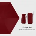 Mini flat vintage red sun umbrella with compact 15cm size and matching hard storage case - Box Packaging / Retro Red